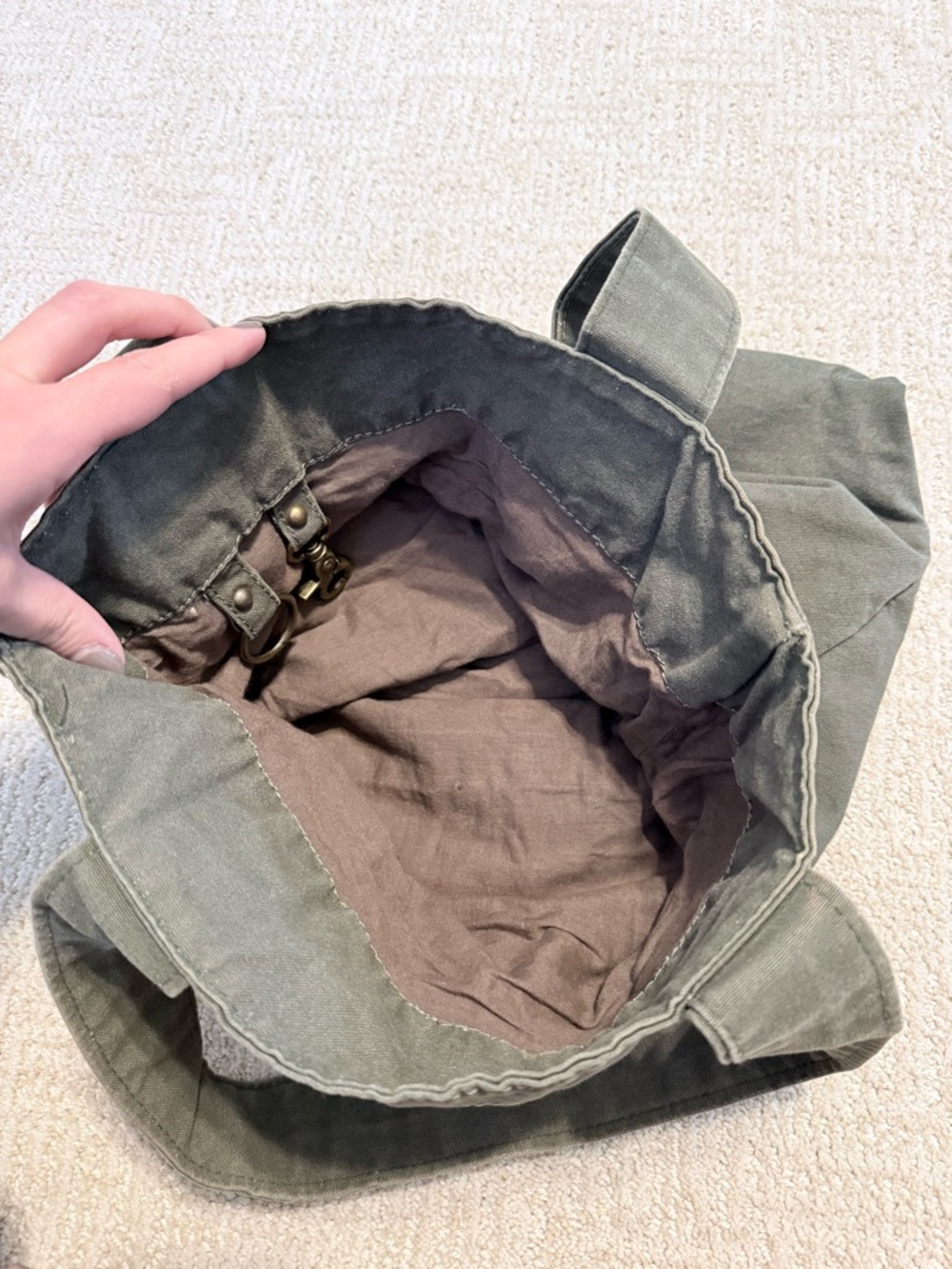 AVEDA Dark Olive Canvas Logo Tote - Picture 3 of 8